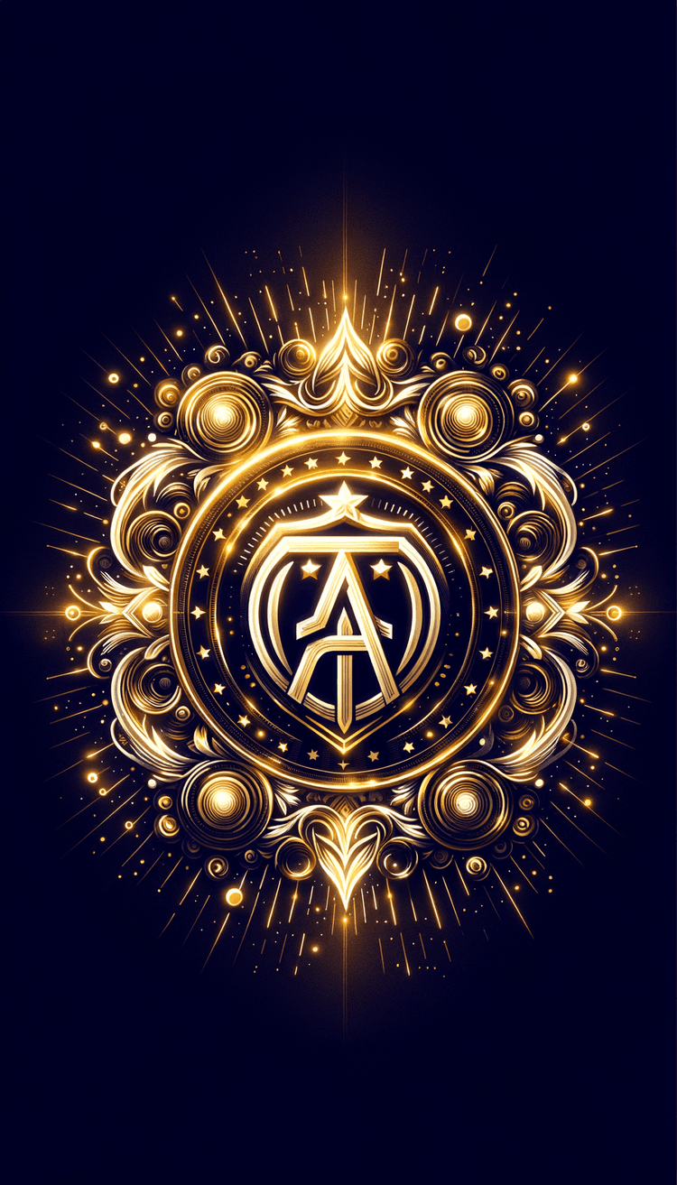 A striking wallpaper featuring the iconic Real Madrid club logo in the center, glowing with royal gold and white hues.